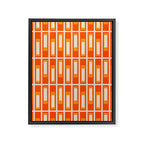 Mid Century Modern Geometric Lexington Ave Pattern in 70s Orange and Cream Beige Framed Canvas Print Gallery Image 8