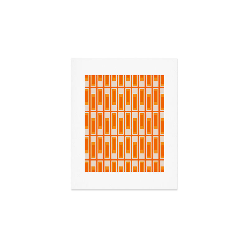 Mid Century Modern Geometric Lexington Ave Pattern in 70s Orange Tones Art Print Gallery Image 1