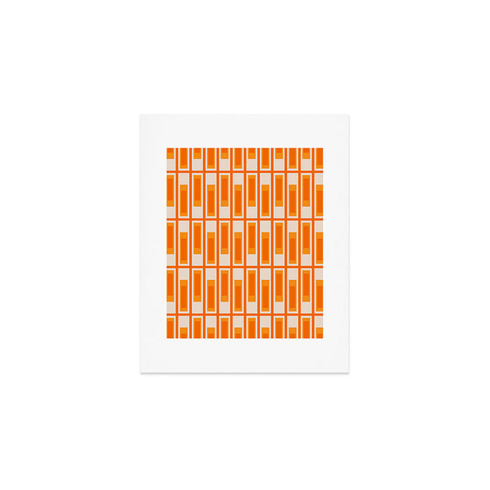 Mid Century Modern Geometric Lexington Ave Pattern in 70s Orange Tones Art Print Gallery Image 1