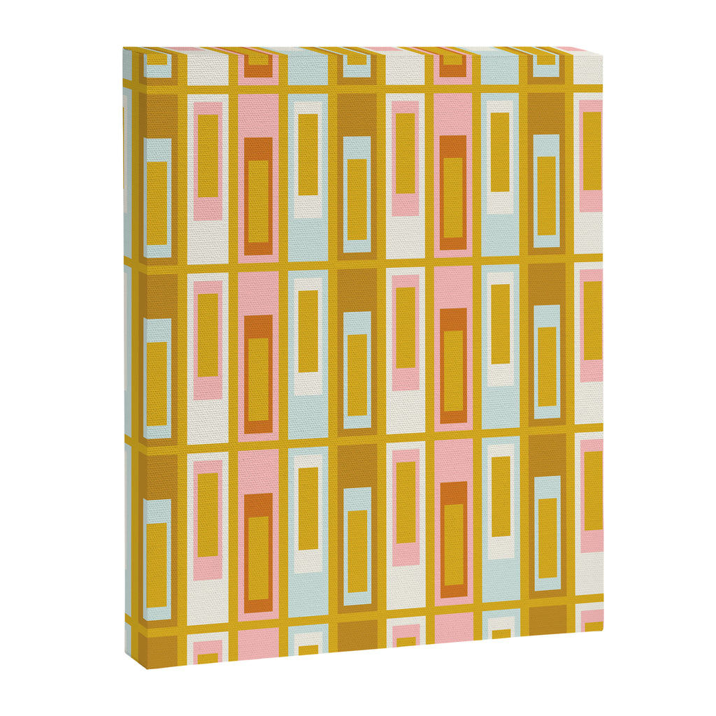Mid Century Modern Geometric Lexington Ave Pattern in Mustard Pink Ice Blue Canvas Print Gallery Image 8