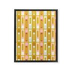 Mid Century Modern Geometric Lexington Ave Pattern in Mustard Pink Ice Blue Framed Canvas Print Gallery Image 8