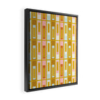 Mid Century Modern Geometric Lexington Ave Pattern in Mustard Pink Ice Blue Framed Canvas Print Gallery Image 2