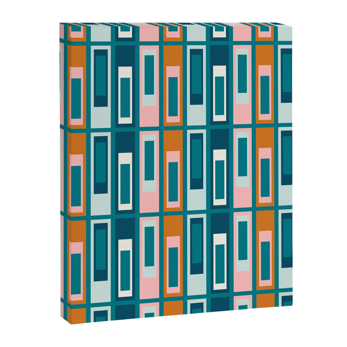 Mid Century Modern Geometric Lexington Ave Pattern in Teal Ochre Pink Canvas Print Gallery Image 1