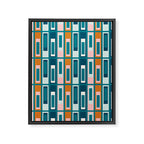 Mid Century Modern Geometric Lexington Ave Pattern in Teal Ochre Pink Framed Canvas Print Gallery Image 8