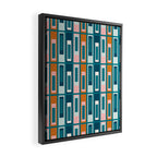 Mid Century Modern Geometric Lexington Ave Pattern in Teal Ochre Pink Framed Canvas Print Gallery Image 2