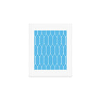Mid Century Modern Geometric Long Honeycomb Pattern in Blue and White Art Print Gallery Image 1