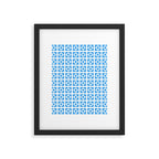 Mid Century Modern Geometric Minimalist Breeze Block Pattern in Blue and White Framed Art Print Gallery Image 6