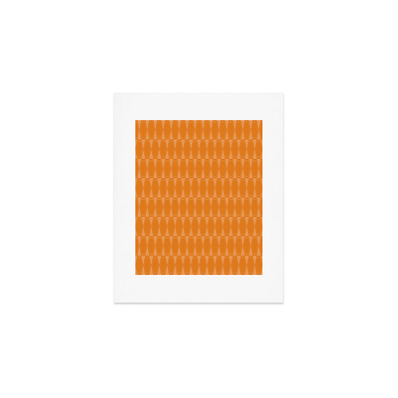 Mid Century Modern Geometric Orange Hexad Pattern Art Print Gallery Image 1