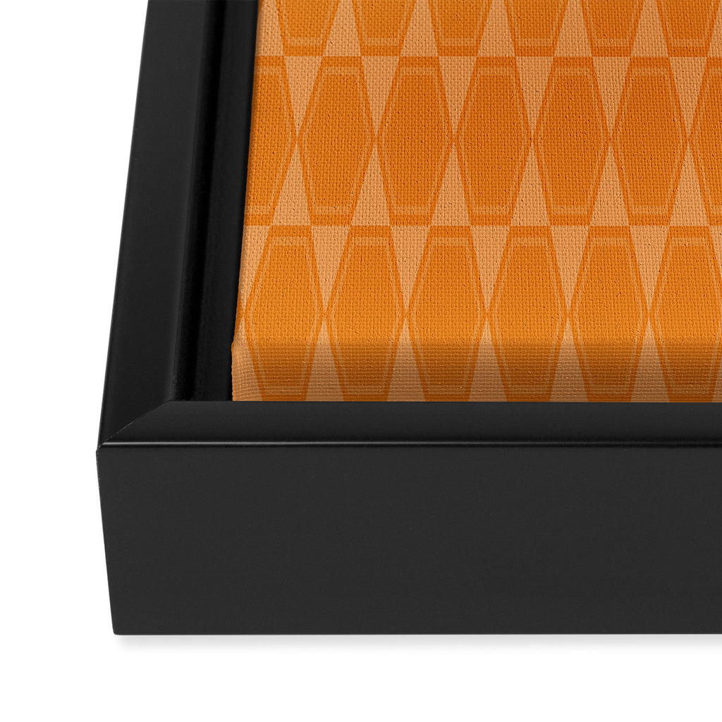Mid Century Modern Geometric Orange Hexad Pattern Framed Canvas Print Gallery Image 3