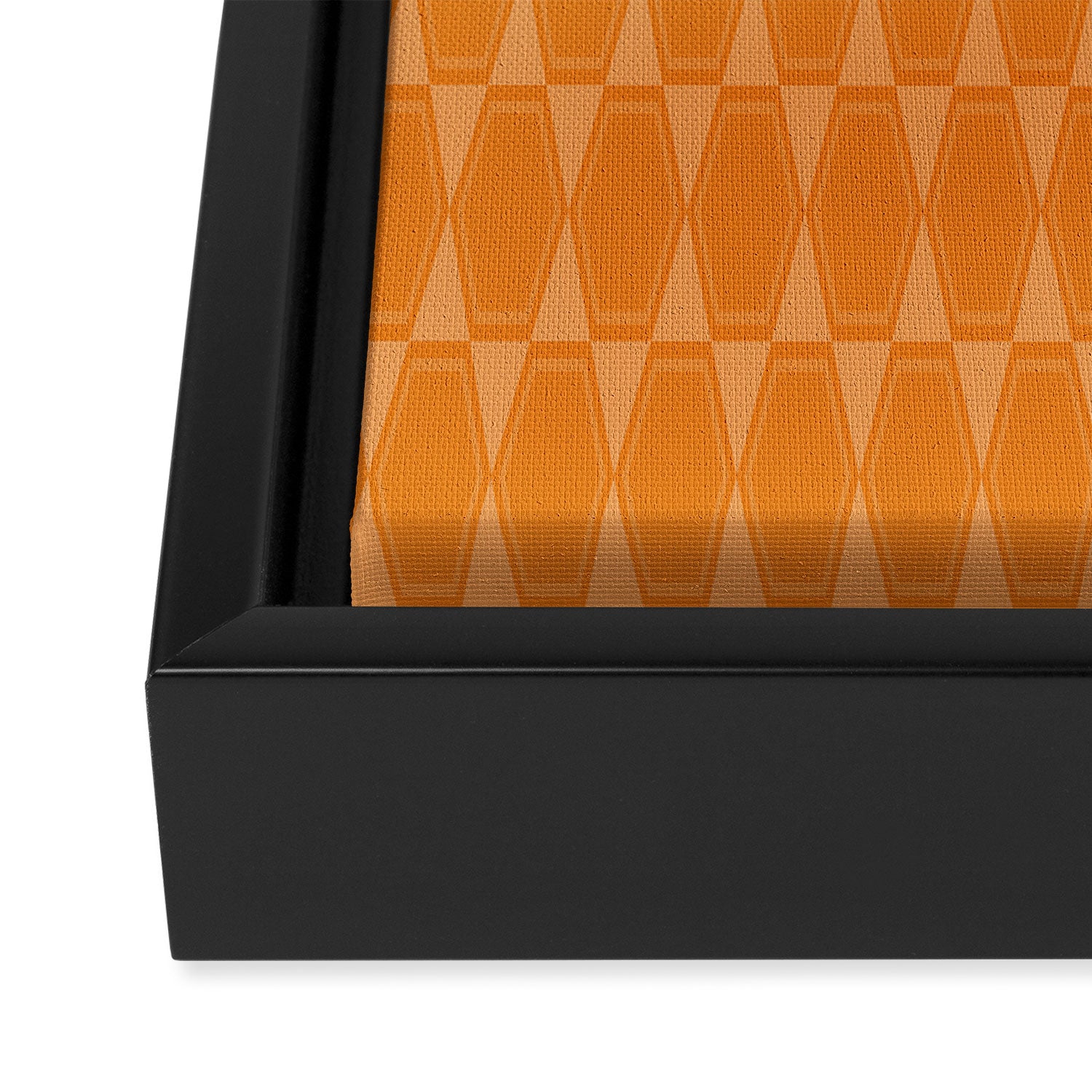 Mid Century Modern Geometric Orange Hexad Pattern Framed Canvas Print Gallery Image 3