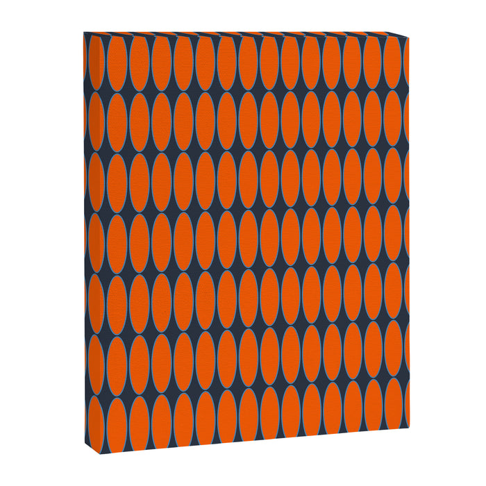 Mid Century Modern Geometric Ovalia Pattern in Orange and Navy Blue Canvas Print Gallery Image 1