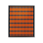 Mid Century Modern Geometric Ovalia Pattern in Orange and Navy Blue Framed Canvas Print Gallery Image 6
