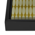 Mid Century Modern Geometric Ovalia Pattern in Vintage Olive Green and Celadon Framed Canvas Print Gallery Image 3