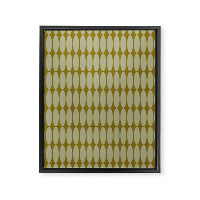 Mid Century Modern Geometric Ovalia Pattern in Vintage Olive Green and Celadon Framed Canvas Print Gallery Image 6