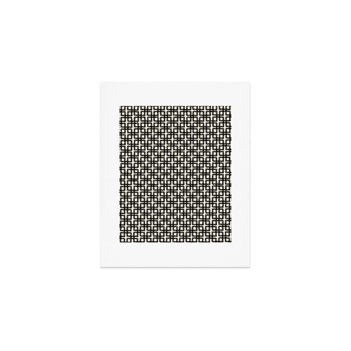 Mid Century Modern Geometric Tile Block Crayon Pattern in Black and Almond Cream Art Print Gallery Image 1