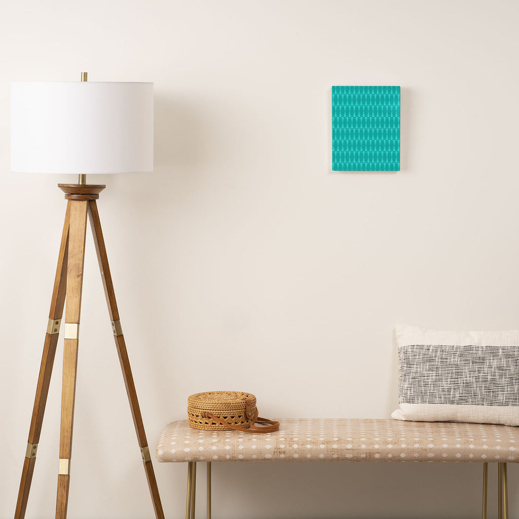 Mid Century Modern Hexad Turquoise Geometric Pattern Canvas Print Gallery Image 2