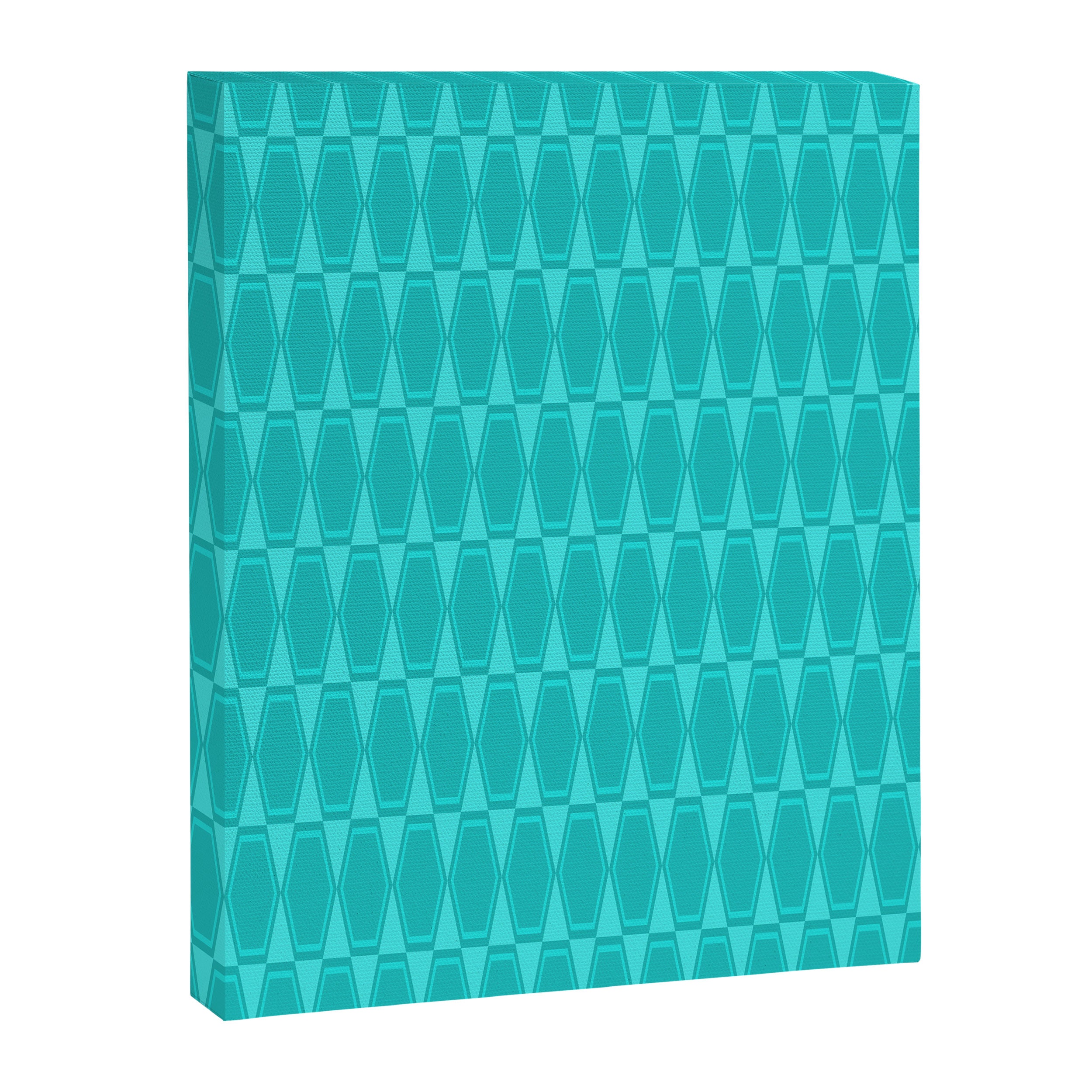 Mid Century Modern Hexad Turquoise Geometric Pattern Canvas Print Gallery Image 6