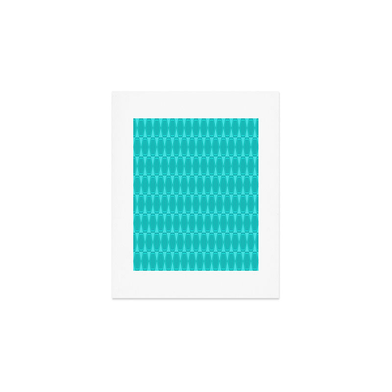 Mid Century Modern Hexad Turquoise Geometric Pattern Art Print Gallery Image 1