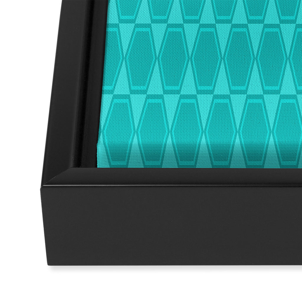 Mid Century Modern Hexad Turquoise Geometric Pattern Framed Canvas Print Gallery Image 3