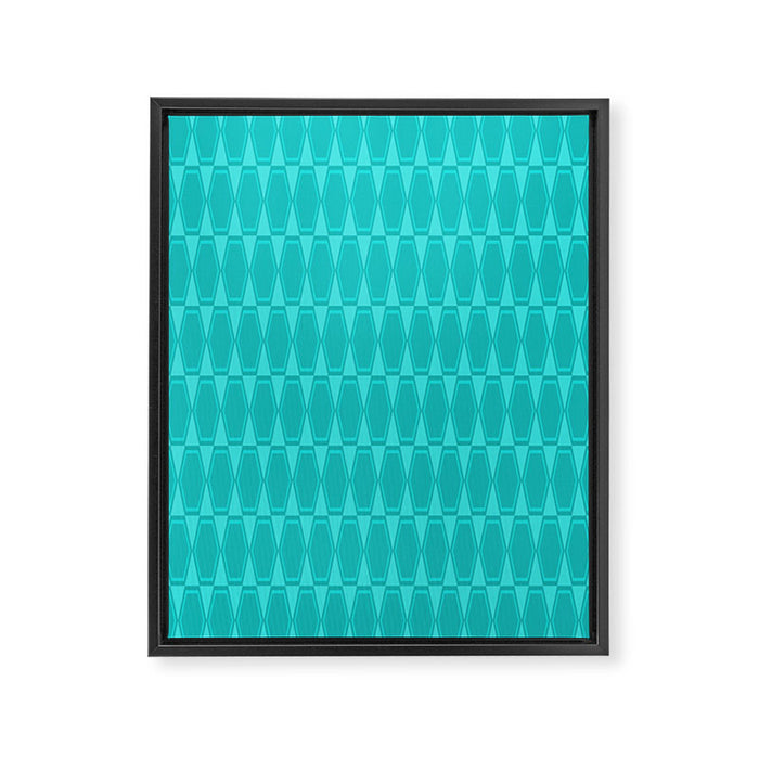 Mid Century Modern Hexad Turquoise Geometric Pattern Framed Canvas Print Gallery Image 1