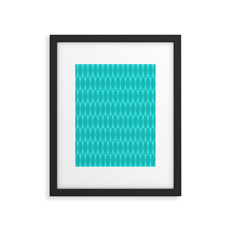 Mid Century Modern Hexad Turquoise Geometric Pattern Framed Art Print Gallery Image 5