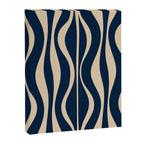 Mid Century Modern Hourglass Abstract Pattern in Navy Blue and Beige Canvas Print Gallery Image 6