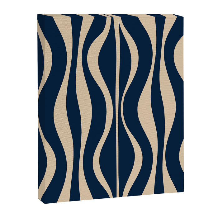 Mid Century Modern Hourglass Abstract Pattern in Navy Blue and Beige Canvas Print Gallery Image 1