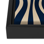 Mid Century Modern Hourglass Abstract Pattern in Navy Blue and Beige Framed Canvas Print Gallery Image 3