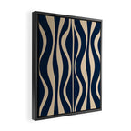 Mid Century Modern Hourglass Abstract Pattern in Navy Blue and Beige Framed Canvas Print Gallery Image 2