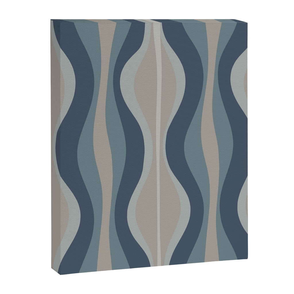 Mid Century Modern Hourglass Abstract Pattern in Neutral Blue Gray   Canvas Print Gallery Image 6