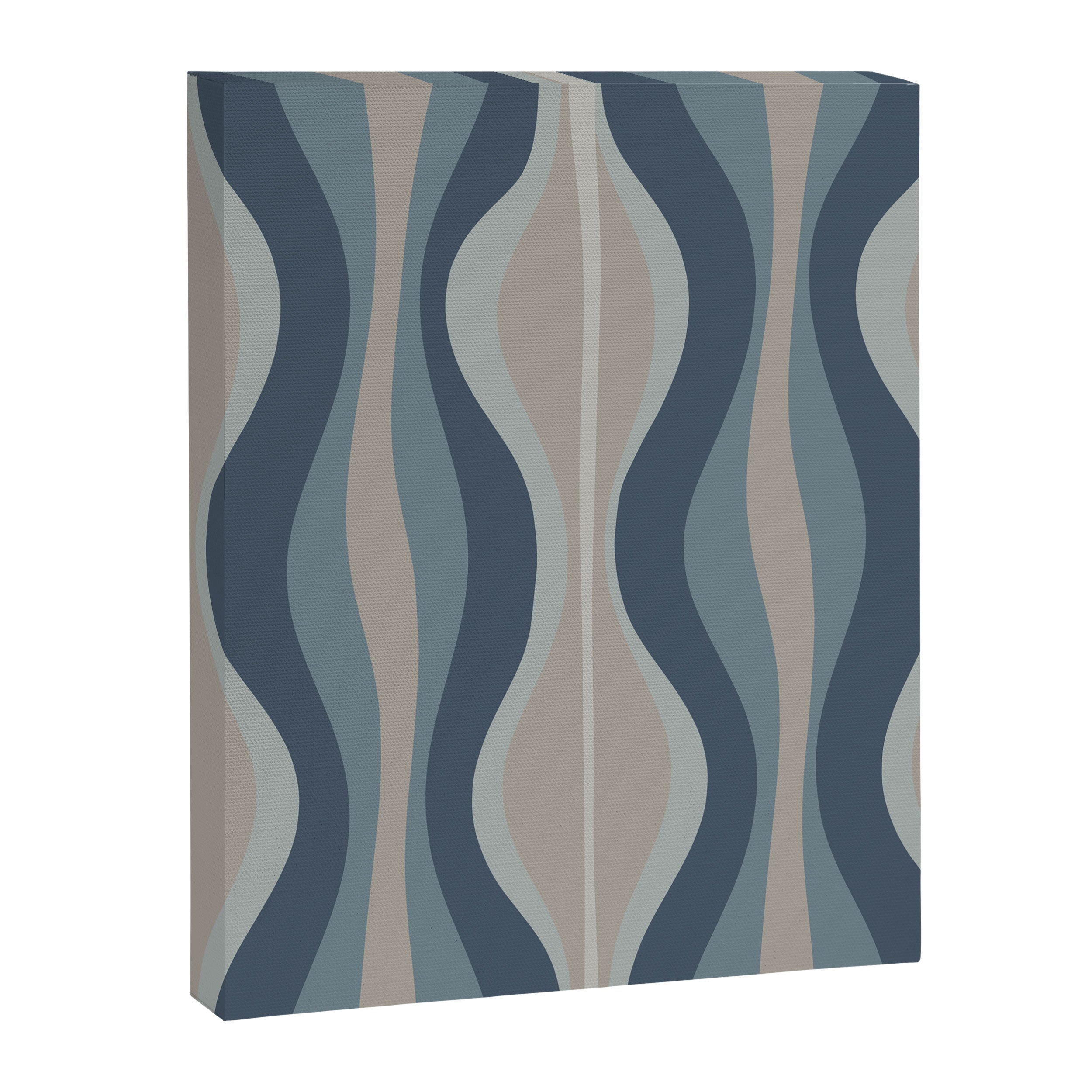 Mid Century Modern Hourglass Abstract Pattern in Neutral Blue Gray   Canvas Print Gallery Image 6
