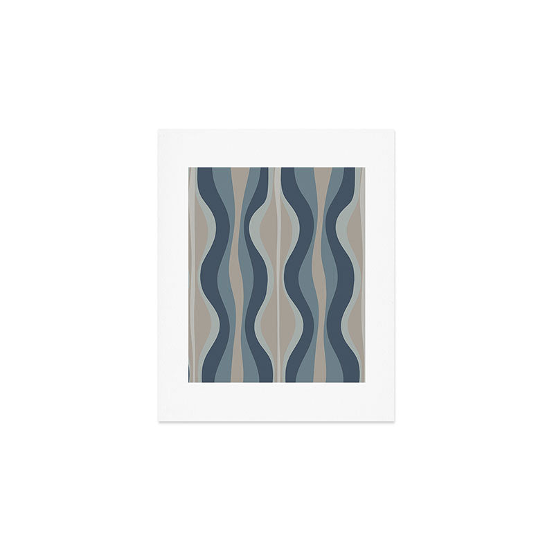 Mid Century Modern Hourglass Abstract Pattern in Neutral Blue Gray   Art Print Gallery Image 1