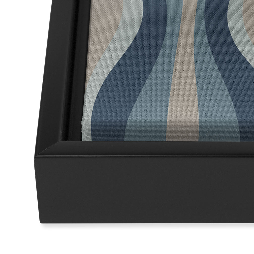 Mid Century Modern Hourglass Abstract Pattern in Neutral Blue Gray   Framed Canvas Print Gallery Image 3