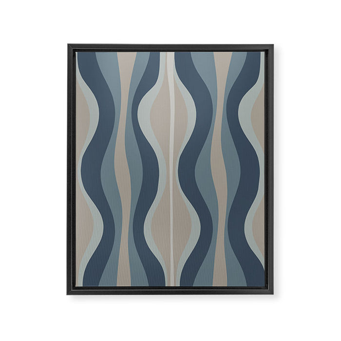 Mid Century Modern Hourglass Abstract Pattern in Neutral Blue Gray   Framed Canvas Print Gallery Image 1