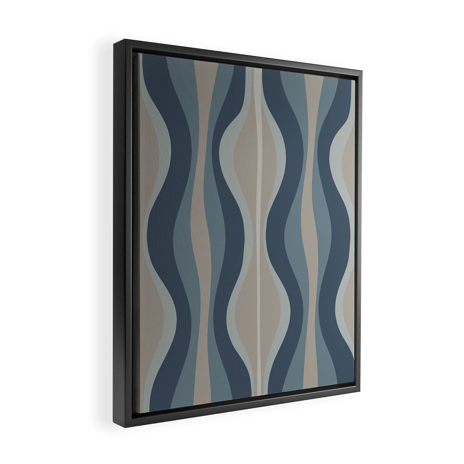 Mid Century Modern Hourglass Abstract Pattern in Neutral Blue Gray   Framed Canvas Print Gallery Image 2
