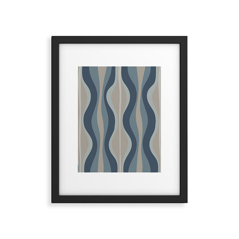 Mid Century Modern Hourglass Abstract Pattern in Neutral Blue Gray   Framed Art Print Gallery Image 5
