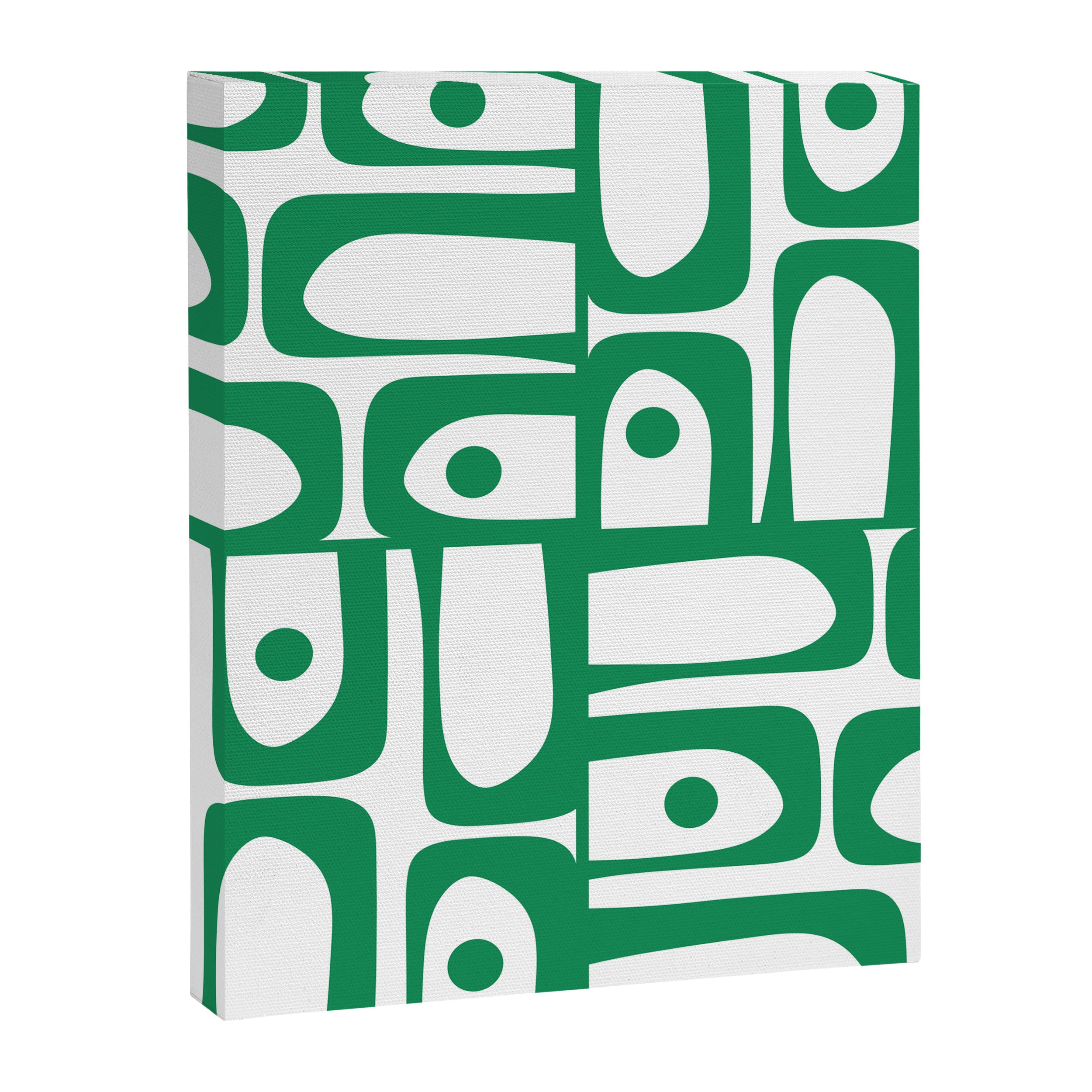 Mid Century Modern Kelly Green and White Piquet Abstract Multi Pattern Canvas Print Gallery Image 8
