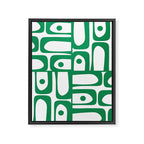 Mid Century Modern Kelly Green and White Piquet Abstract Multi Pattern Framed Canvas Print Gallery Image 8