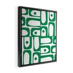Mid Century Modern Kelly Green and White Piquet Abstract Multi Pattern Framed Canvas Print Gallery Image 2