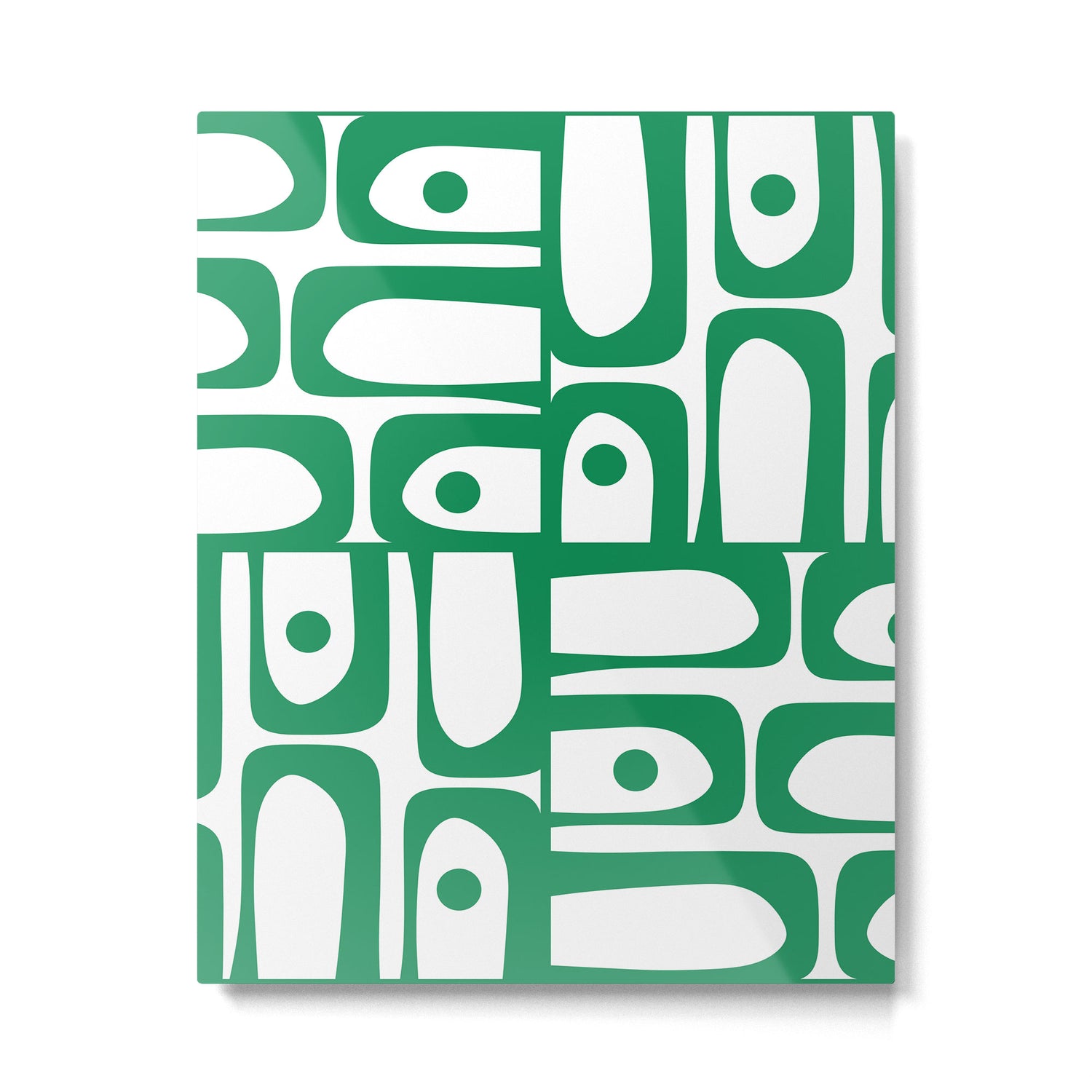 Mid Century Modern Kelly Green and White Piquet Abstract Multi Pattern Metal Print Gallery Image 6