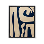 Mid Century Modern Kwaito Abstract Pattern Beige and Navy Blue Framed Canvas Print Gallery Image 8
