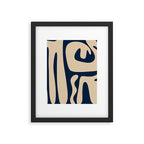 Mid Century Modern Kwaito Abstract Pattern Beige and Navy Blue Framed Art Print Gallery Image 6