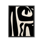 Mid Century Modern Kwaito Abstract Pattern in Black and Almond Cream Framed Canvas Print Gallery Image 8