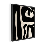 Mid Century Modern Kwaito Abstract Pattern in Black and Almond Cream Framed Canvas Print Gallery Image 2