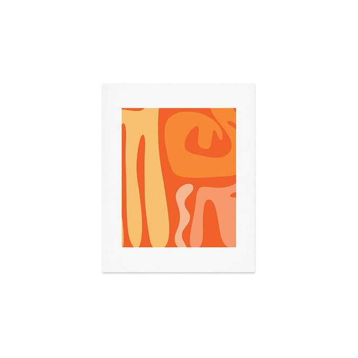 Mid Century Modern Kwaito Abstract Pattern in Tangerine Orange Yellow Art Print Gallery Image 1