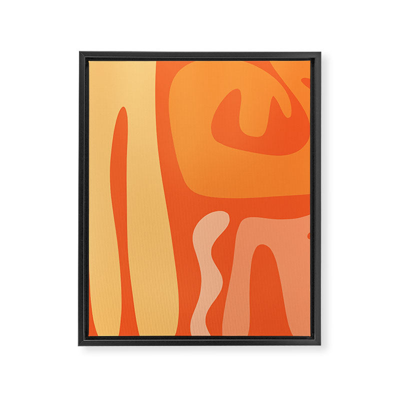 Mid Century Modern Kwaito Abstract Pattern in Tangerine Orange Yellow Framed Canvas Print Gallery Image 8