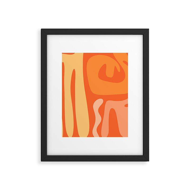 Mid Century Modern Kwaito Abstract Pattern in Tangerine Orange Yellow Framed Art Print Gallery Image 6