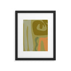 Mid Century Modern Kwaito Abstract Pattern in Vintage Olive Green and Cantaloupe Orange Framed Art Print Gallery Image 6