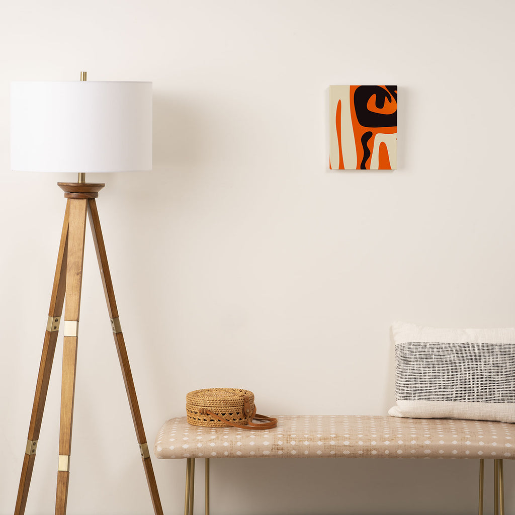 Mid Century Modern Kwaito Abstract Pattern Orange Black Cream Canvas Print Gallery Image 2
