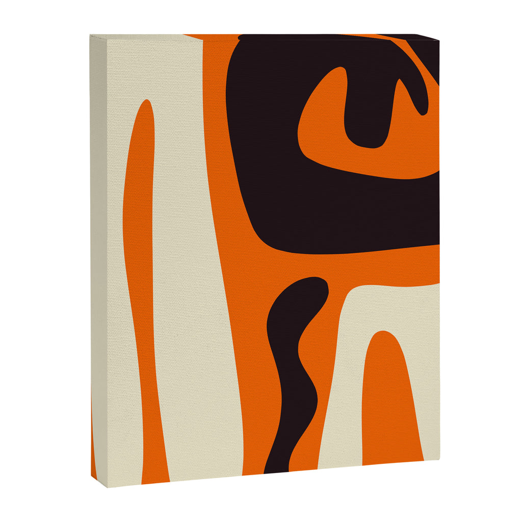 Mid Century Modern Kwaito Abstract Pattern Orange Black Cream Canvas Print Gallery Image 8